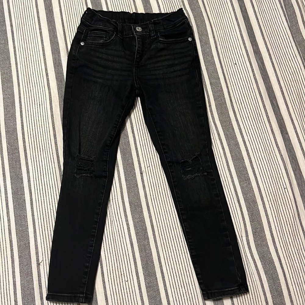 Girls Art Class black denim jeggings with holes size 8